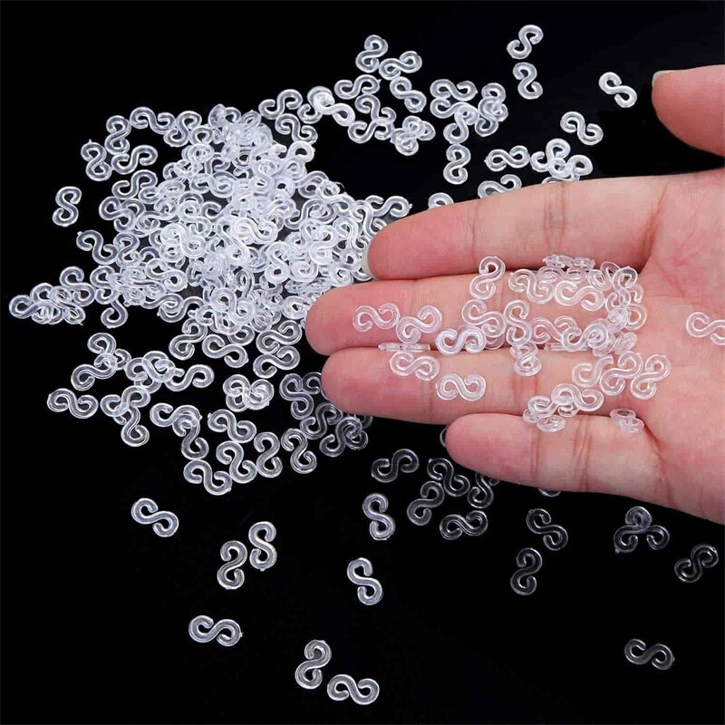 500 Uds S Clips gancho conectores de plástico recargas para DIY encanto telar banda de goma pulsera joyería suministros accesorios