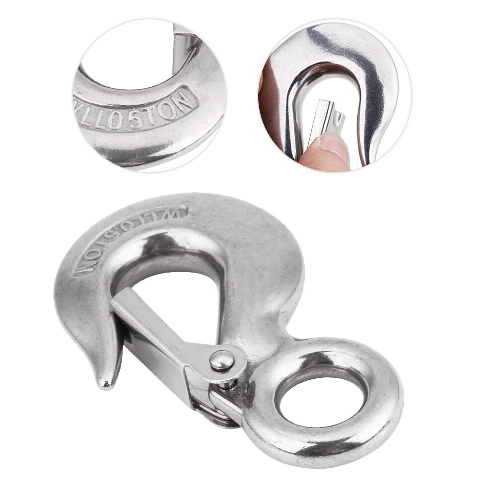 90mm/0.5T Stainless Steel Durable Electrolytic Polishing Authentic Swivel Round Eye Snap Clip Cargos Lifting Hook