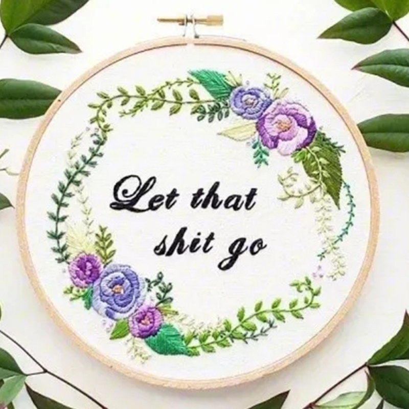 3D Embroidery DIY Kit Flowers Pattern Cross Stitch Bamboo Embroidery Hoop Handmade Crafts Sewing Supplies