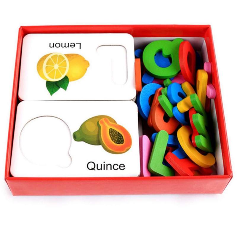 Houten Speelgoed Vroege Onderwijs Baby Leren Fruit Groente Abc Alfabet Brief Kaarten Cognitieve Educatief Speelgoed Voor Kids Kinderen
