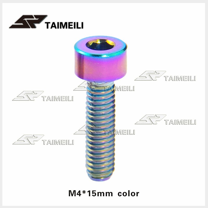 Temaili 1 Stuk/Titanium Legering Schroef Cilinderkop Schroef Materiaal Fiets Gemodificeerde Onderdelen Schroef: M4x15mm / Rainbow-Colored