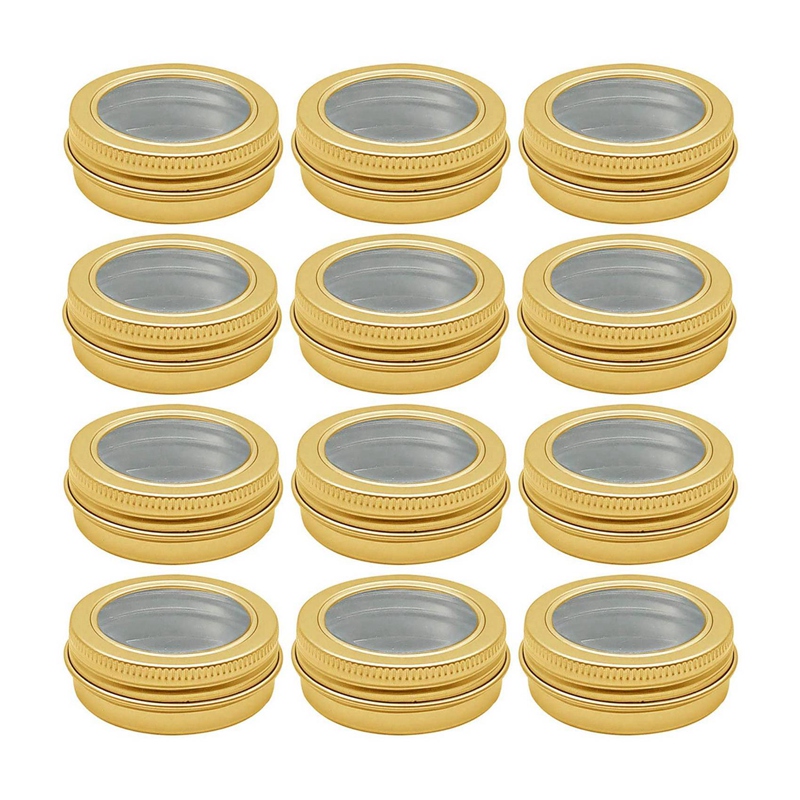 12 stuks aluminium blikken potjes van 2 ounce (ca. 57 ml) , 60 ml ronde potjes met deksels, lege potjes voor het bewaren van lippenbalsem.: Default Title