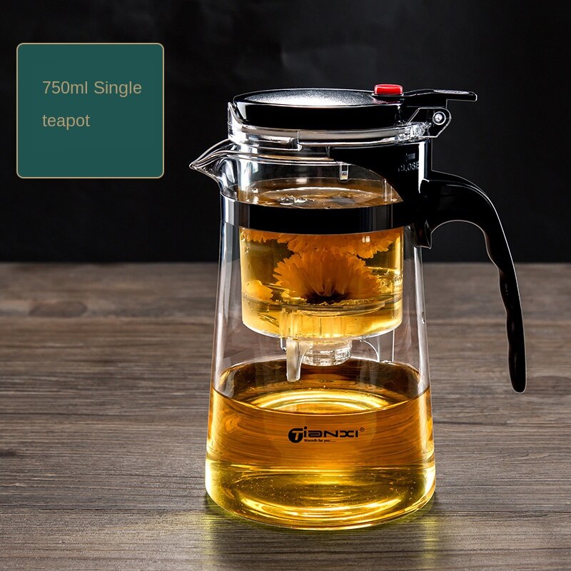 Bules de chá de vidro resistente ao calor bule de chá infusor chinês kung fu conjunto de chá chaleira fabricante de vidro de café escritório conjuntos de chá mj1013: 750ML