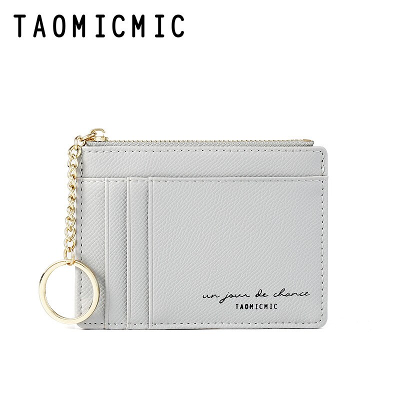 Women Wallets Zipper PU Leather Coin Purse Mini Key Chain Small Wallet Multi-card Bit Card Holder Card Holder: Gray