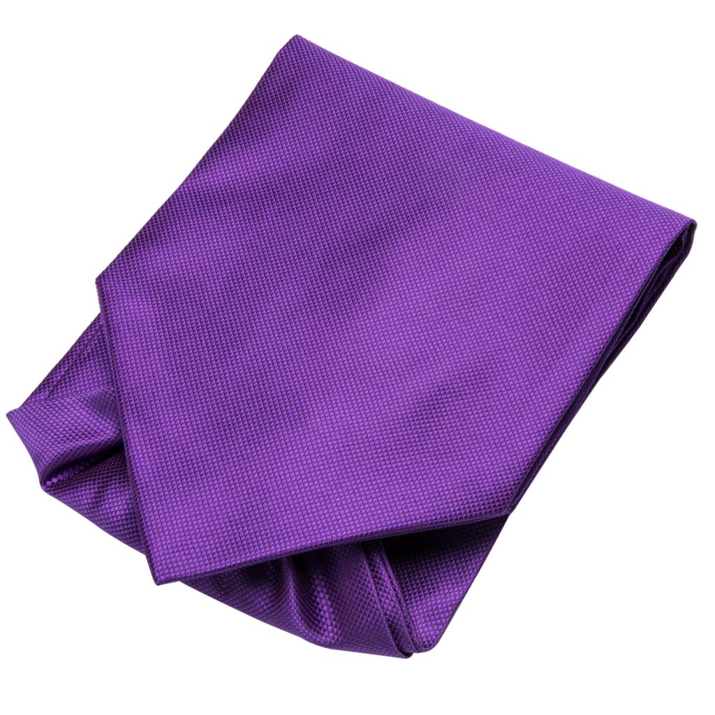 Men Silk Ascot Ties Solid Purple Cravat Formal Ties Pocket Square Cufflinks Set for Father/Husband Hi-Tie AS-1001