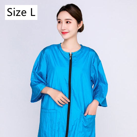 Thin Pet Groomer Work Clothes Not Stick Hair Barber Hairdresser Haircut Overalls Breathable Slightly Waterproof Uniform Y0708: Blue half sleeve