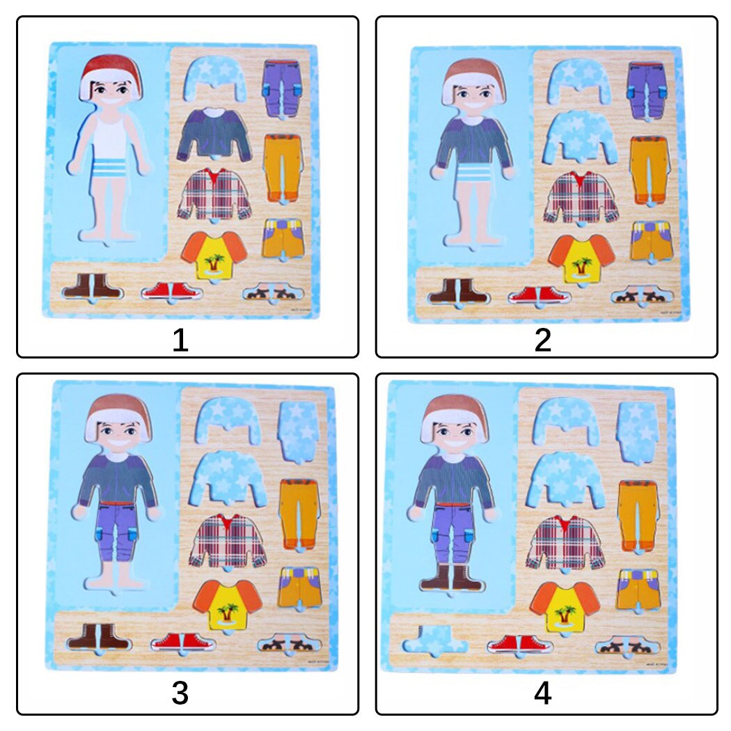 2 Sets Kids Jigsaw Puzzle Clothes Changing Puzzle Game Educational Toy