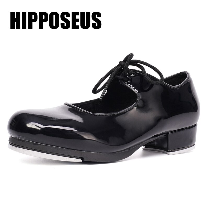 Hipposeus Women Tap Dance Shoes Children Closed Toe High Aluminum Ladies Girls Tango Dance Shoes High Soud AluminumDropshipping