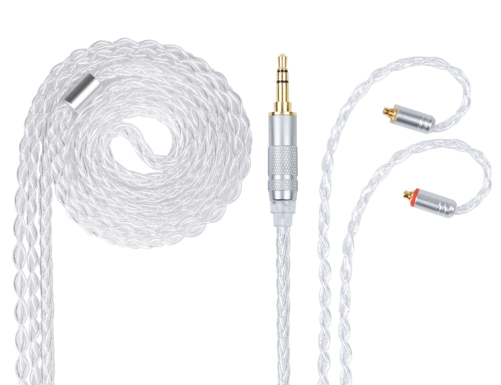 NICEHCK MMCX/2Pin Stecker 4,4/3,5/2,5mm Ausgewogene 8-core Silber Überzogene Kabel Für SE846 ZS10 ZS6 LZ A5 NICEHCK HC5 Mit Ohrbügel