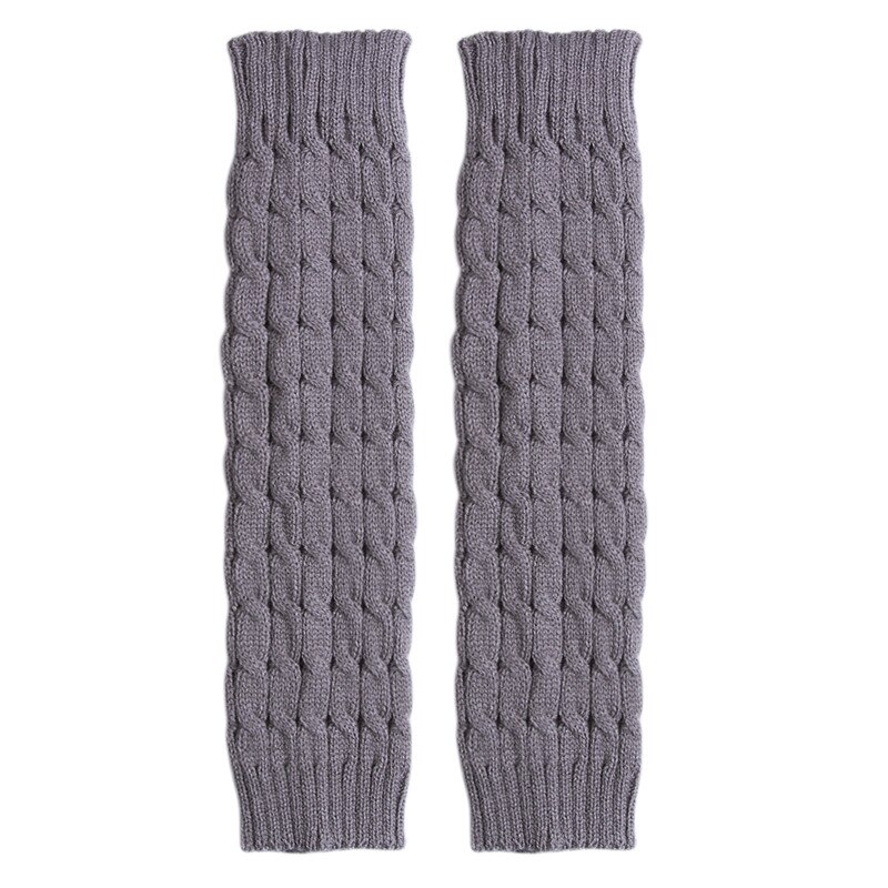Jambières femmes genou haute hiver solide tricot Crochet Legging bottes chaussettes Slouch: Gris
