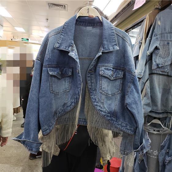 Frühling Herbst Fransen Kette Denim Jacke Kurze Jacken Frauen Koreanische Neue verlieren Mantel Mädchen Studenten Streetwear Mantel: Ursprünglich Titel