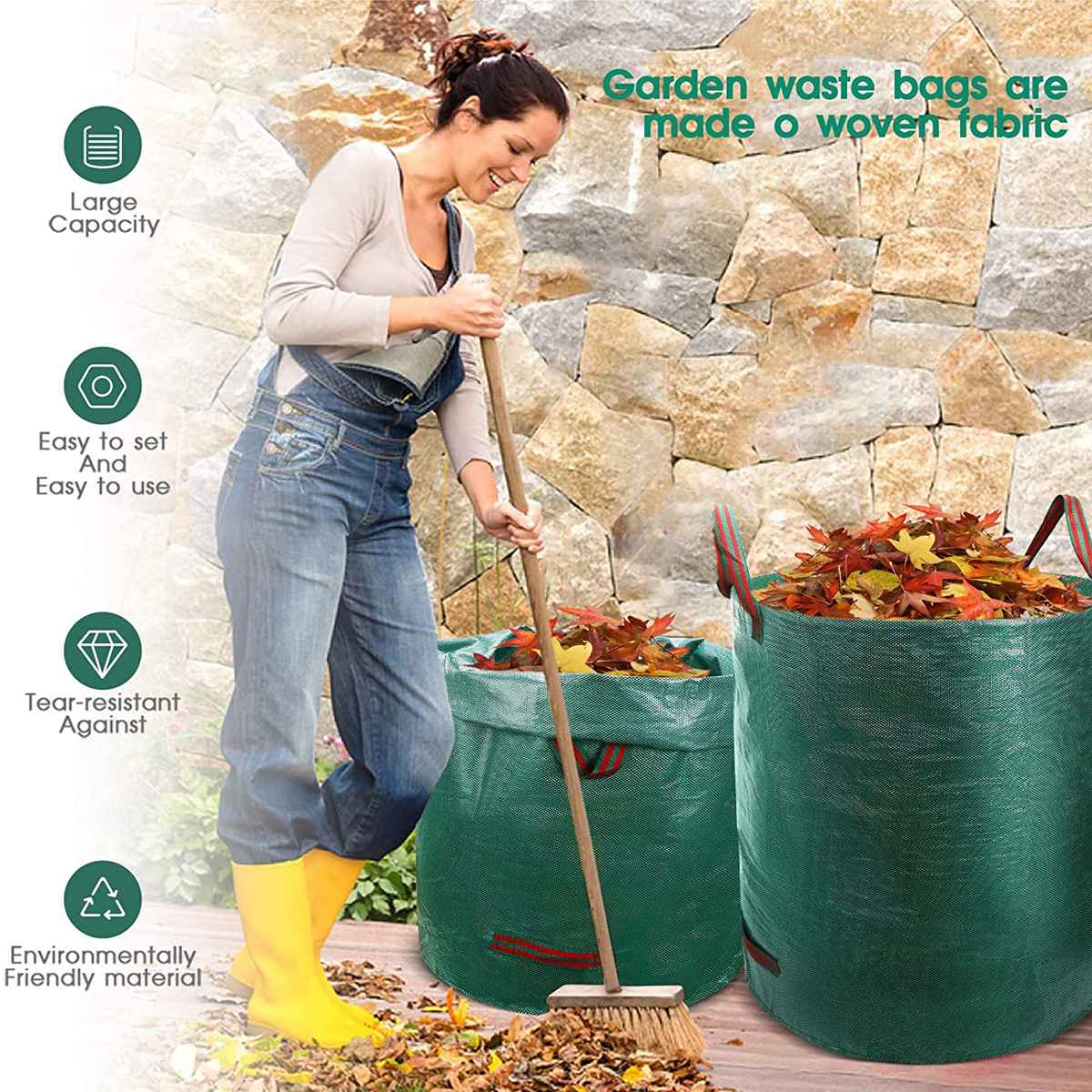 Garden bag Sack Set Leaf bag Garden waste bag Waste 120L closet organizer hanging organizer storage bag Capacity Garden Bag