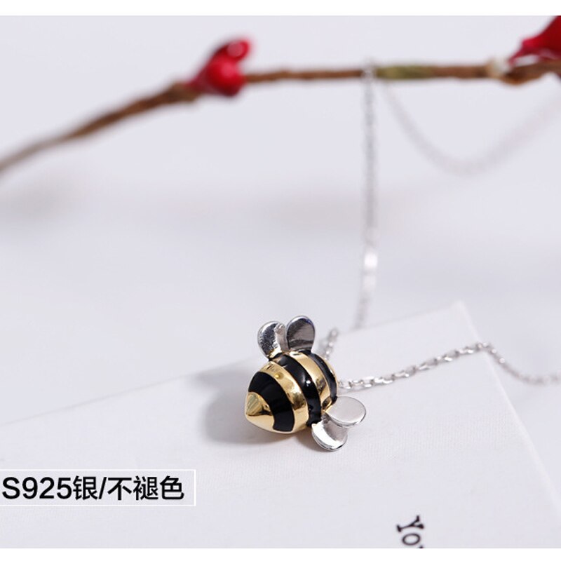 Collana del pendente di personalità femminile creativa squisita dell&#39;ape sveglia di modo coreano all&#39;ingrosso dei monili dell&#39;argento sterlina 925 per le donne
