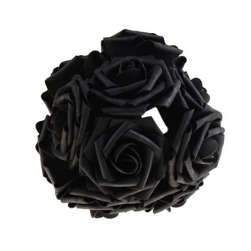 10 hoveder 8cm kunstige roser blomster bryllup valentinsdag dekoration silke blomst kugle centerpieces mynte dekoration hængende blomst: Sort