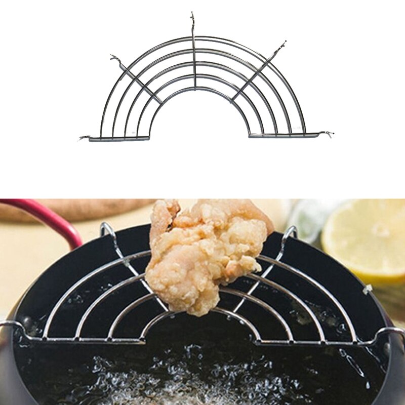 Køkken rustfrit stål halvcirkelformet olieaftapningsstativ dampstativ varmeisoleringsstativ hjemmelavet stegt mad olie dryppefilter