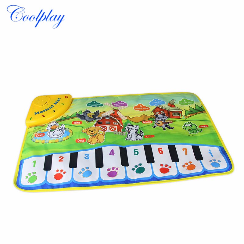 Kids Musical Rug Animals Sounding Mat 5 Mode Tone Piano Carpet Piano Keyboard Rug Blanket Early Educational Toys for Kids