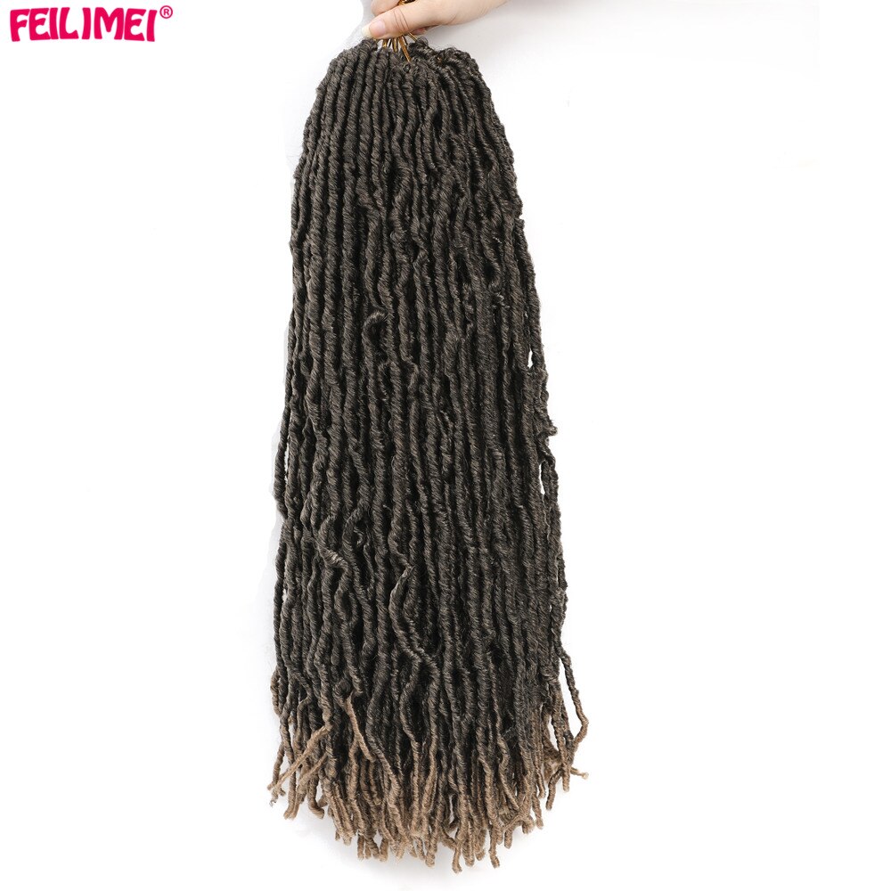 Feilimei Nu Faux locs Crochet Braids Hair 18Inch Synthetic Ombre Black Blonde Goddess Curly Hair Extensions: T1B/27