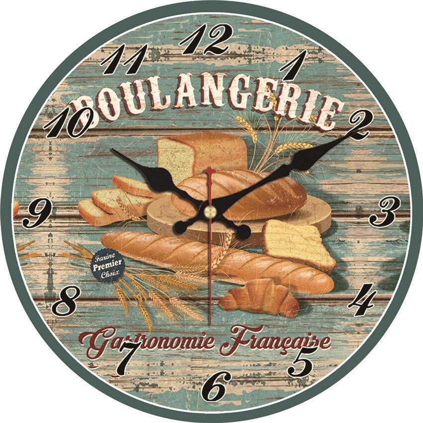 Vintage Wall Clock Italian Cooking Chef Clock Non-Ticking Clock Kitchen Wood Wall Clock: 23916 / 6inch(15cm)