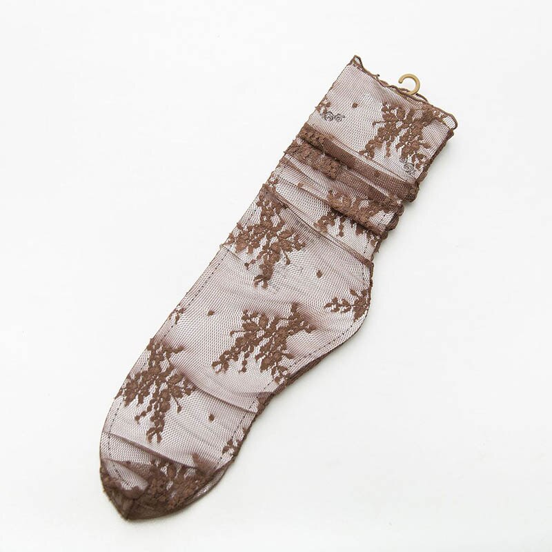 [EIOISAPRA] calcetines de verano para mujeres delgadas, transpirables, transparentes, con encaje decorativo, patrón de montón de calcetines, 8 colores, Casual, de: Brown