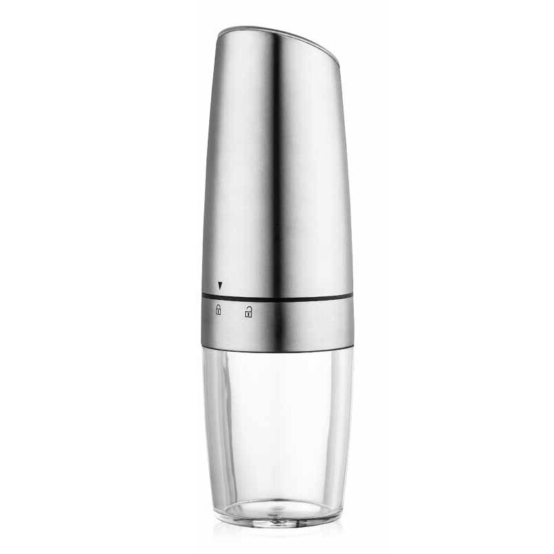 Molinillo Eléctrico automático, molinillo de pimienta y sal, luz LED, molinos de granos de especias, molino de núcleo de molienda de porcelana, herramientas de cocina, 2 uds.: Silver 1pc