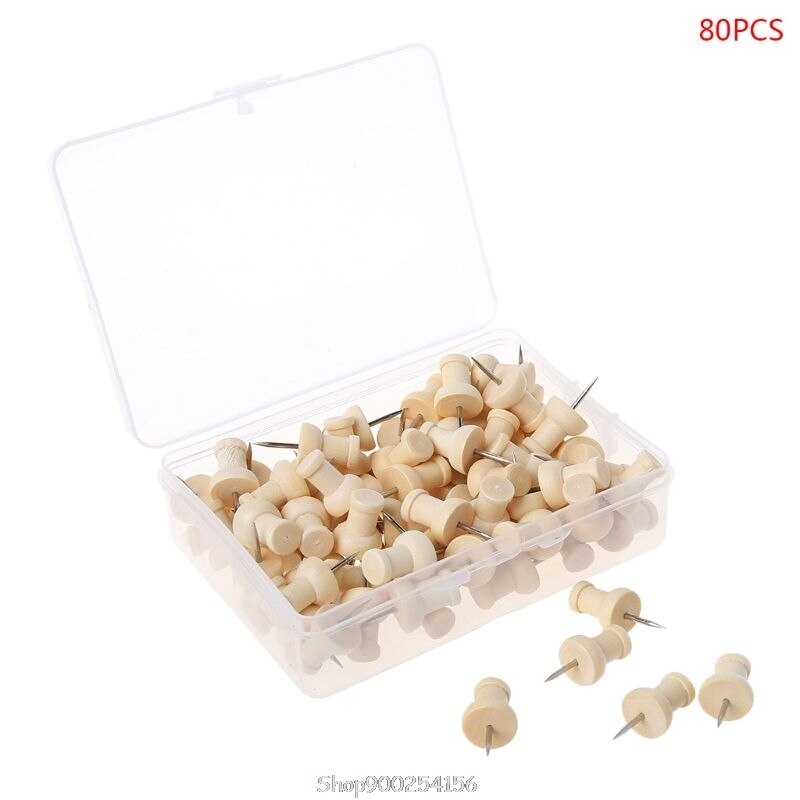 Wooden Thumbtack Board Pins Pushpins Drawing Photo Wall Studs Nail Office School Supplies O01 20: A