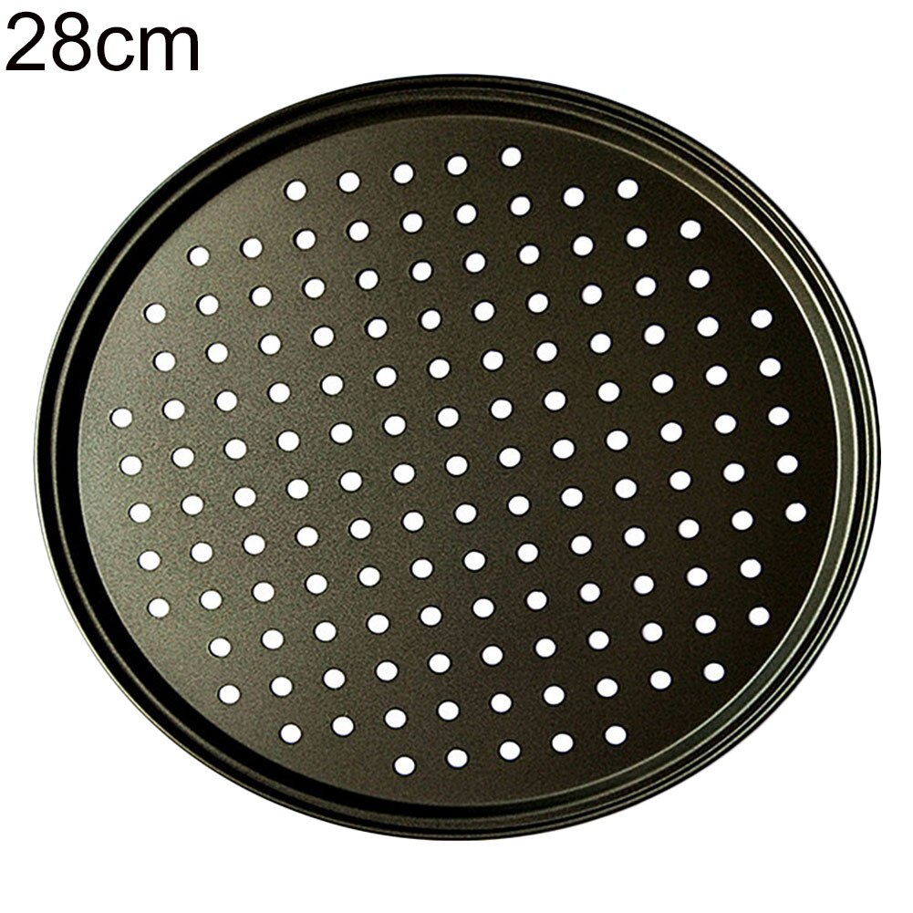 Kulstofstål non-stick gør-det-selv mikroovn pizza bradepande mesh plade plade bagegrej hjemmekøkken restaurant bagegrej bageværktøj: 28cm