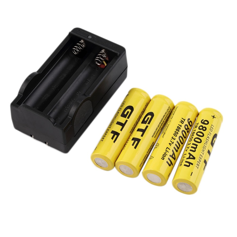 4 stks/set 18650 batterij 3.7 V 9800 mAh oplaadbare li-ion batterij met oplader voor Led zaklamp batery litio batterij Cel 18650