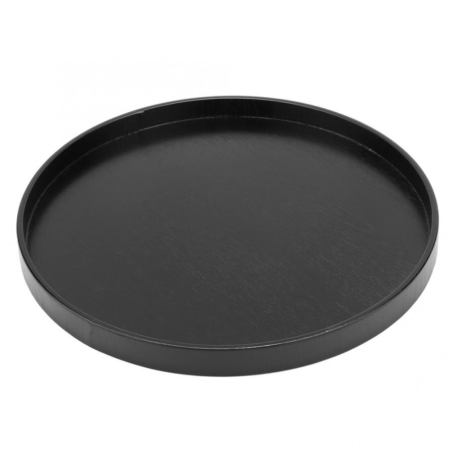Black Anti-slip Wooden Tray Round Tea Tray Serving Tray Home Kitchen Shop Office Bar Tea Tray Food Cake Container