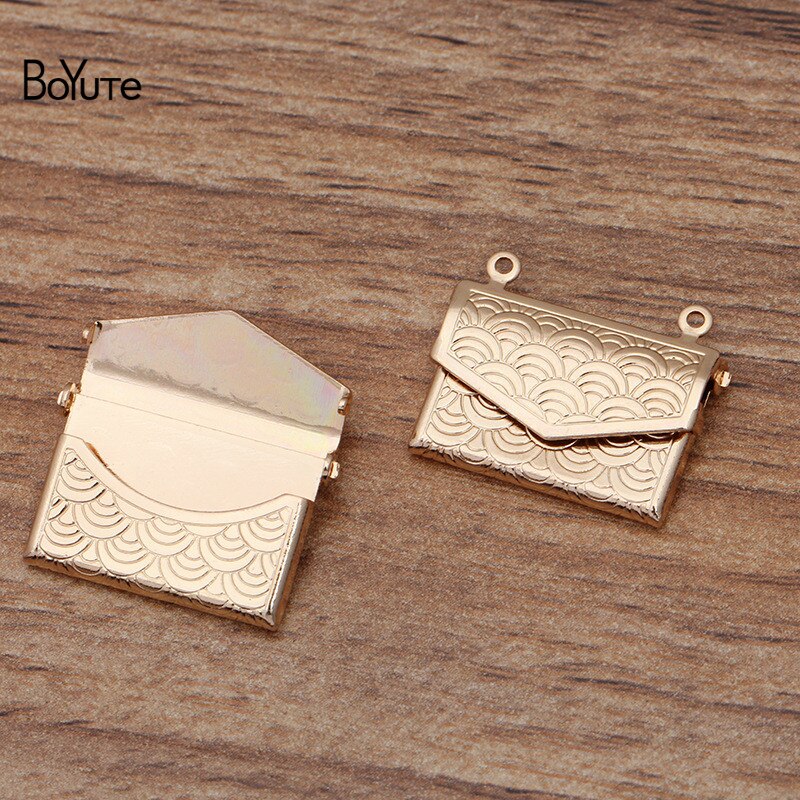 BoYuTe (10 Pieces/Lot) 15*20MM Metal Brass Envelope Photo Locket Diy Floating Locket Charms for Jewelry Making: 4-KC Gold Plated