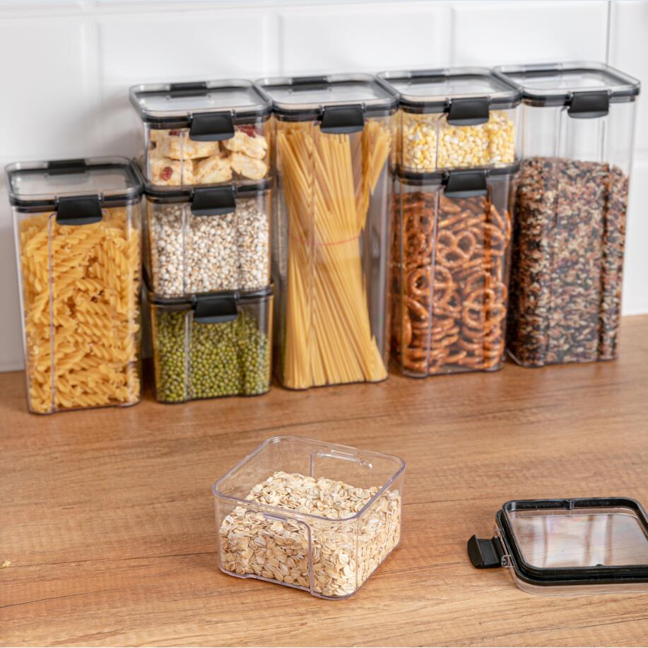 1800ml Dry Food Storage Box Food Containers Transparent Stackable Kitchen Spaghetti Noodles Sealed Tank Cans Organizers bottles