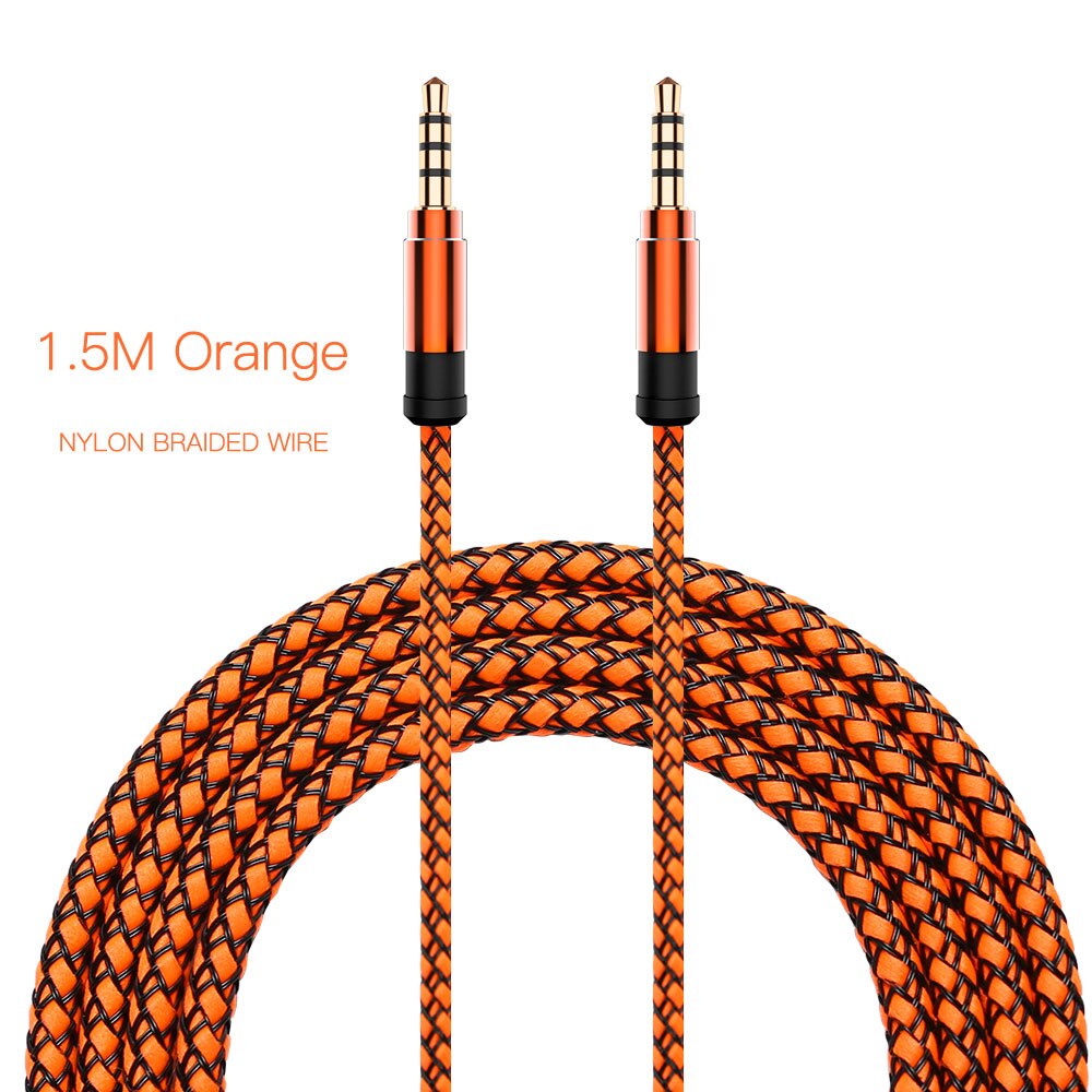 3.5mm Jack Aux Cable Male to Male Audio Cable 3.5 Jack Phone Extension Cable for Jack 3.5 for Phone MP3 Headphone Speaker: orange