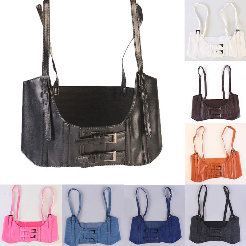 Dames korset vest steampunk harnas stretch vest brede cincher met gesp brede riem kleding accessoires