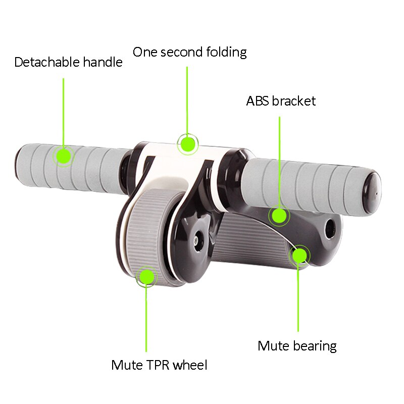 Detachable Fold ABS Double Wheels Ab Rollers Home Mute Women Slim Fitness Gym Coaster Belly Muscle Exercise Strength Training