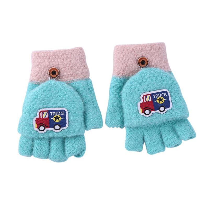 Moda dos desenhos animados luvas de malha 2 pçs de alta qualidade delicado respirável quente macio superfície dedo luvas bonito estiramento mão capa: green