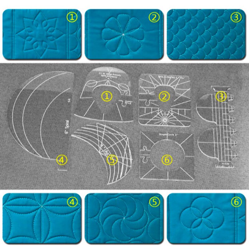 6 Pcs Patchwork Liniaal Set Volledig Transparant Met Gedrukt Meting Diy Patchwork Tekening Heerser NIN668