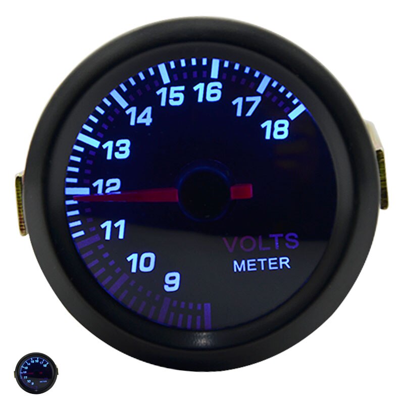 52mm boost/vakuum/vattentemp/oljetemp/oljepress/spänning/varvräknare/luftbränsleförhållande/egtmätare analog blå led + 52mm gauge pods: Volt