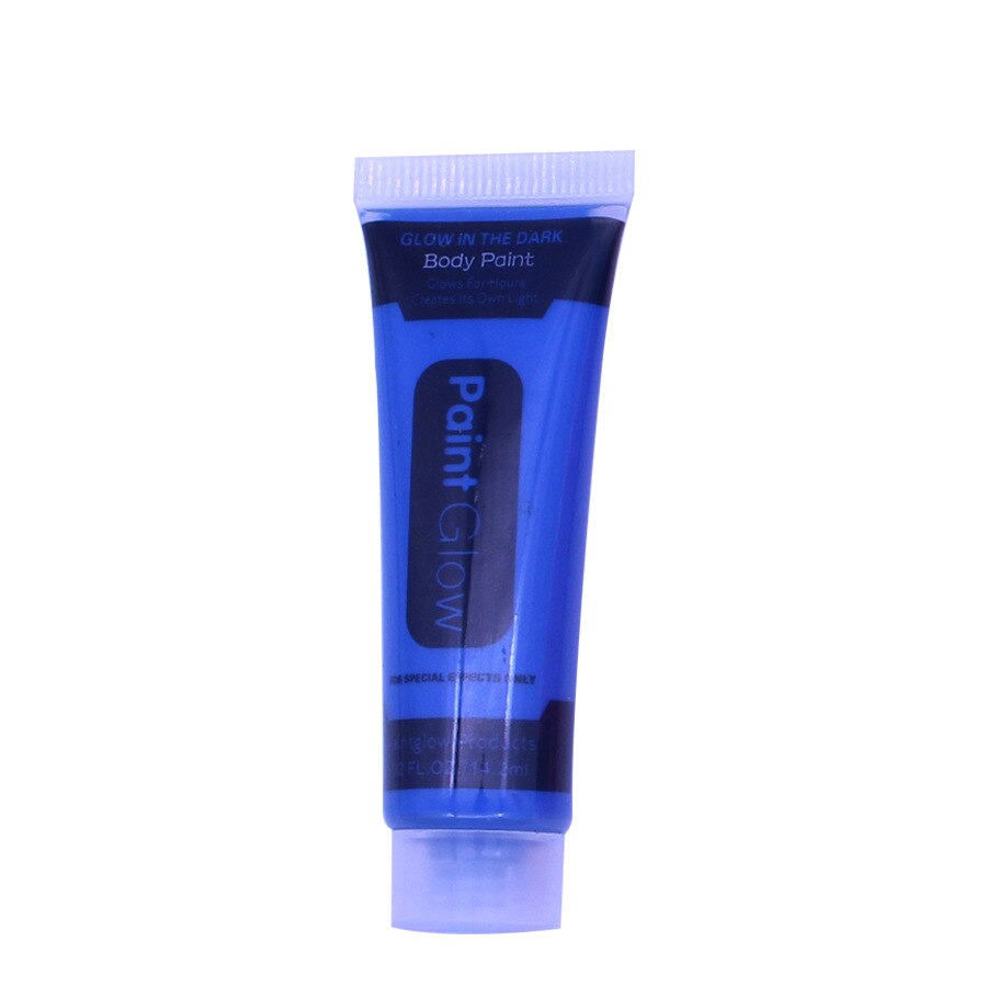 Pintura de arte corporal UV que brilla en la oscuridad, neón, 6 colores, 19ml, pintura fluorescente facial, maquillaje de Halloween, Navidad: Blue