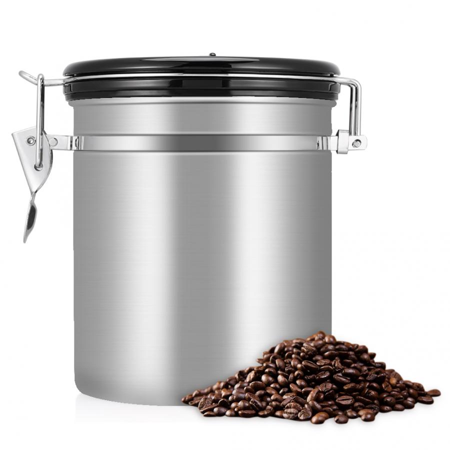 Zerodis Coffee Container Large Airtight Stainless Steel Tea Coffee Storage Cans Chests Kitchen Storage Canister Tea