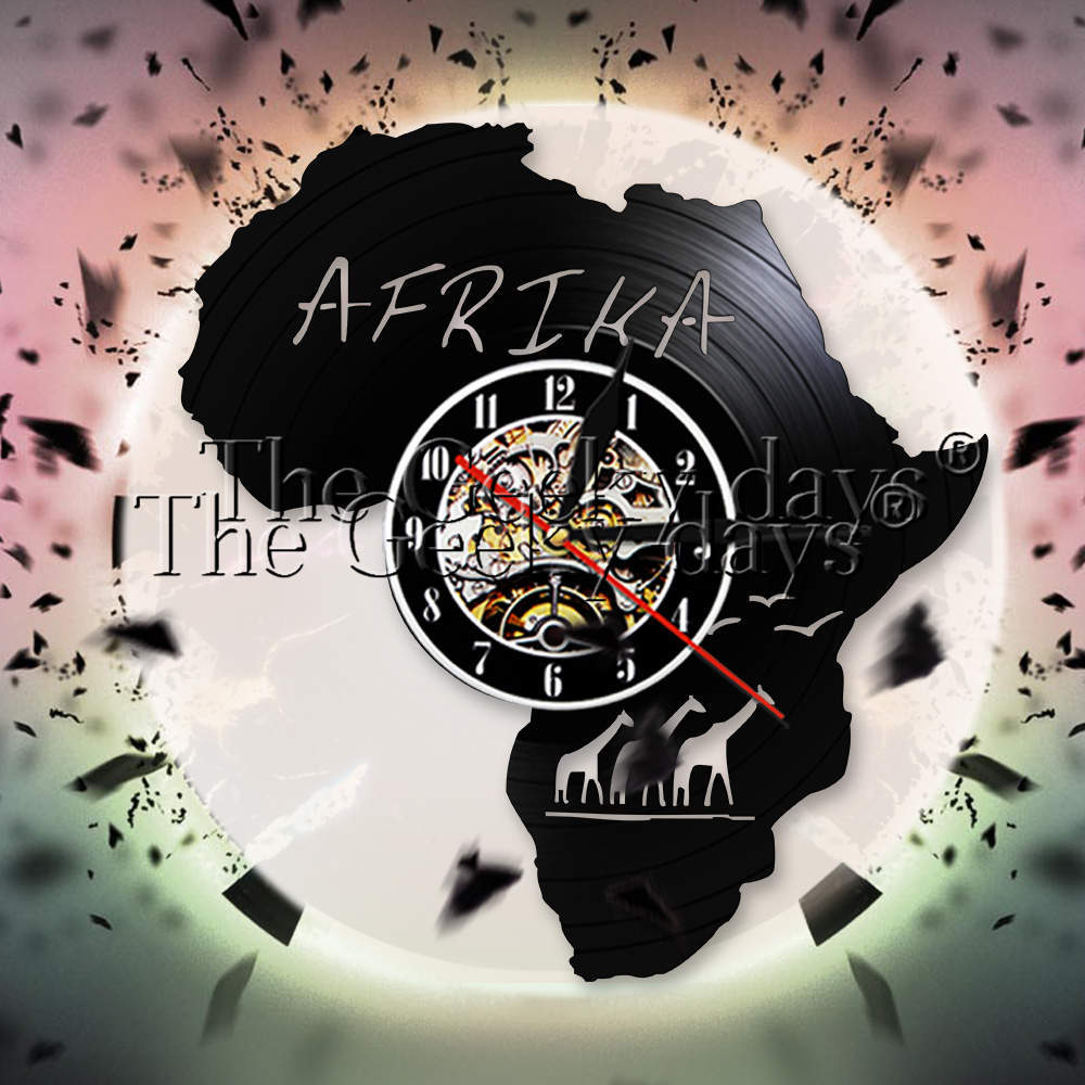 Horloge murale en vinyle animaux d'afrique, girafe Nature, animaux animaux, décoration artistique,