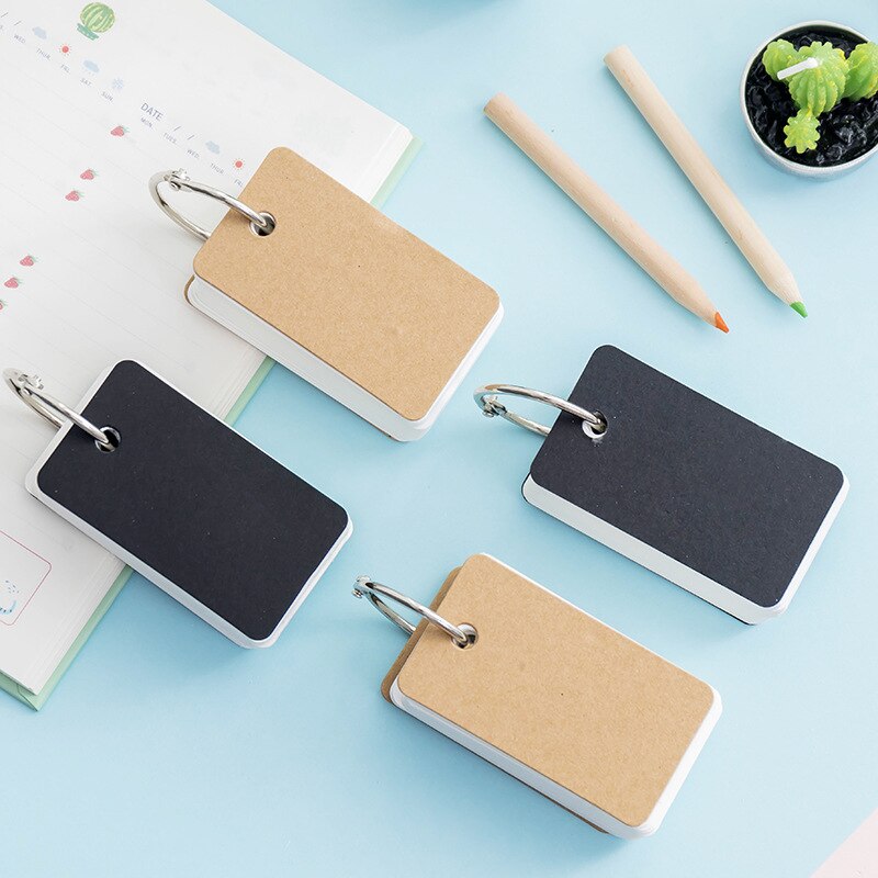 Cute Kraft Paper Mini Loose-leaf Notebook Student Portable Hand Book Ring Binder Kawaii Card Tearable Notepad Memo Pad Word Book