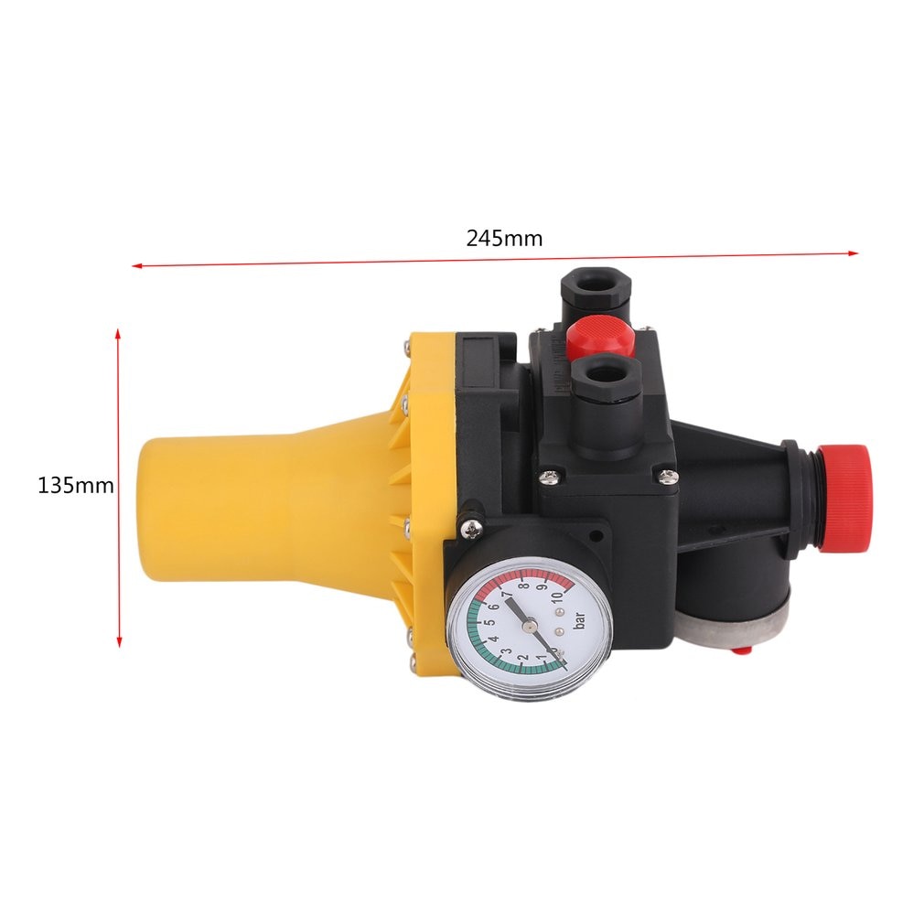 Waterproof Pressure Switch Adjustable Water Pump Automatic Pressure Control Electronic Switch With Pressure Gauge Max.10 Bar