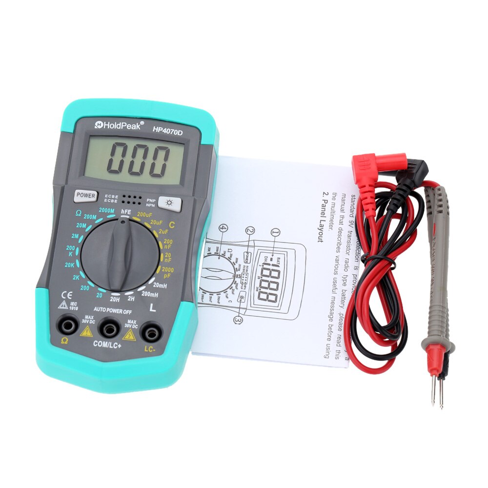 HP4070D Mini Digital Multimeter Resistance Meter Capacitance Tester Inductance Transistor Test HoldPeak Electrical Instruments