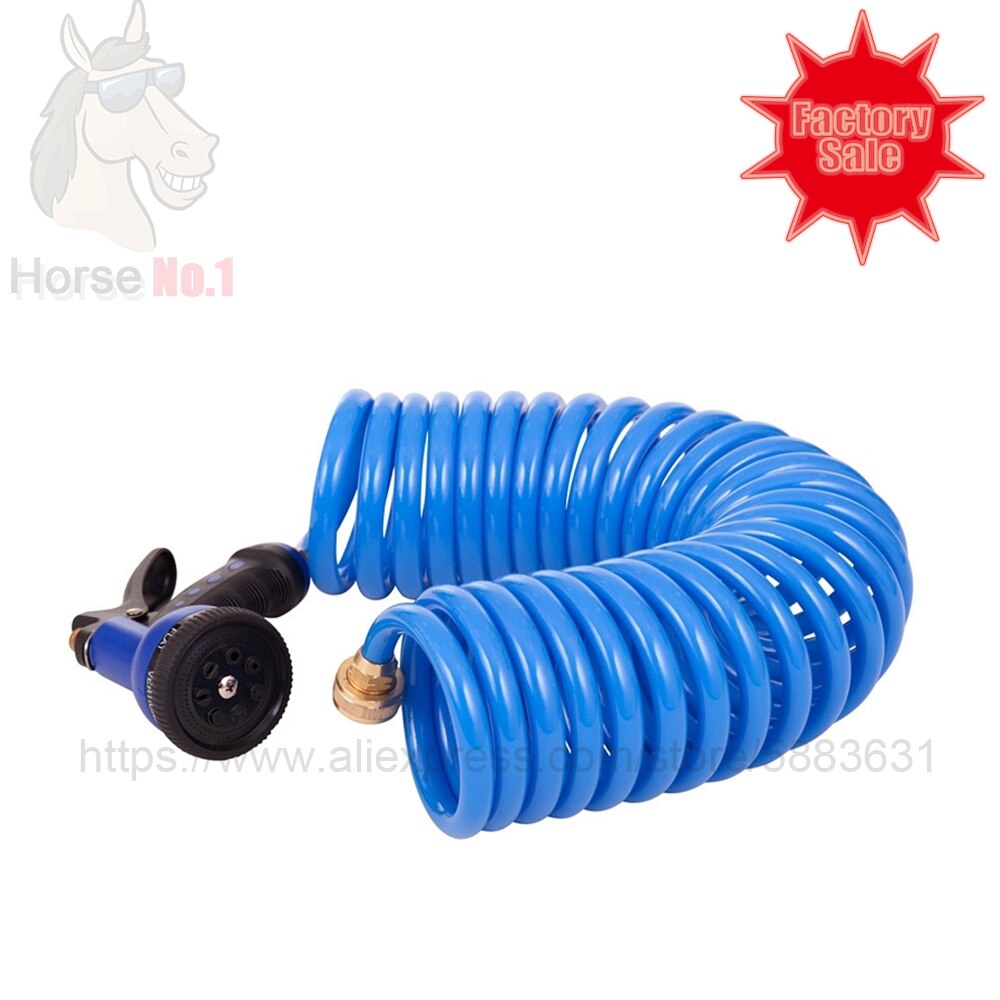 106 9050 Coil Water Hose with Nozzle 1/2" Diameter X 25’ Length Water Hose Horse Grooming Flexible and Tough Polyurethane Tube