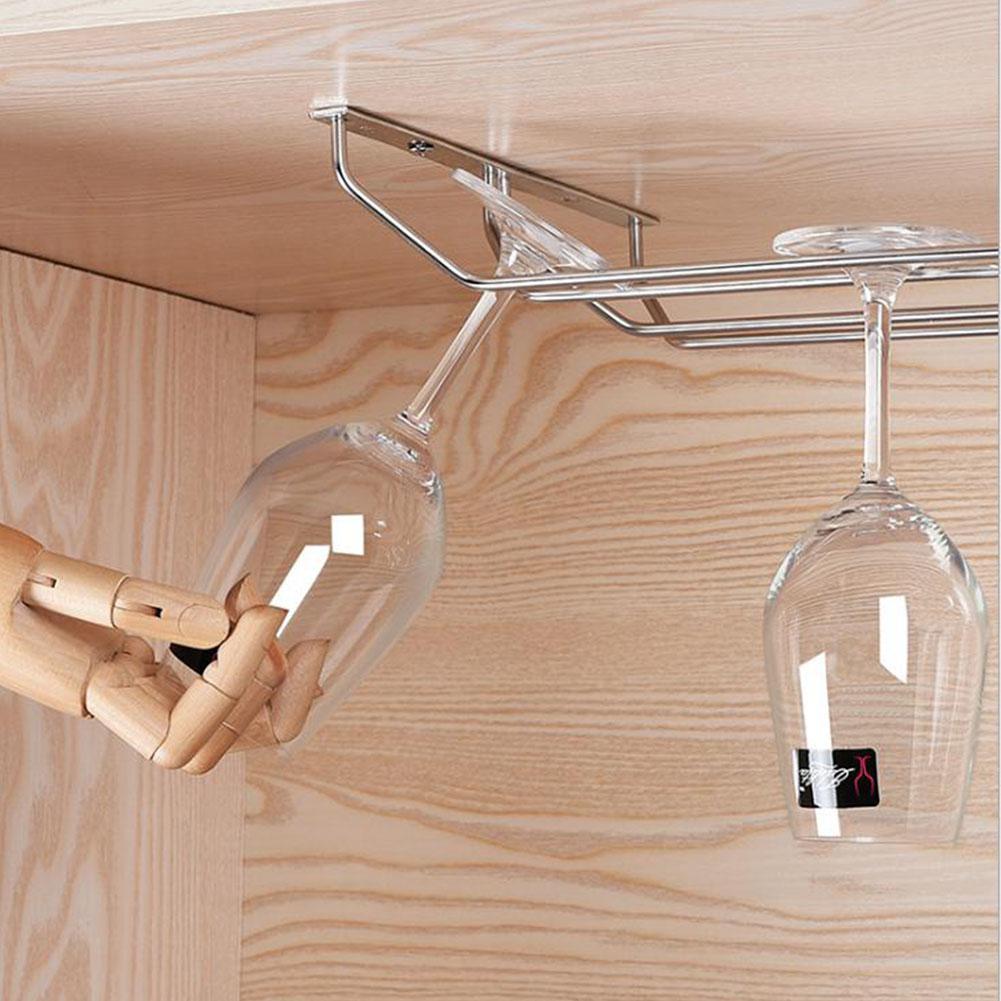 1 Pcs 1-5 Rows Stainless Steel Wall Mount Stemware Wine Glass Hanging Rack Holder Shelf