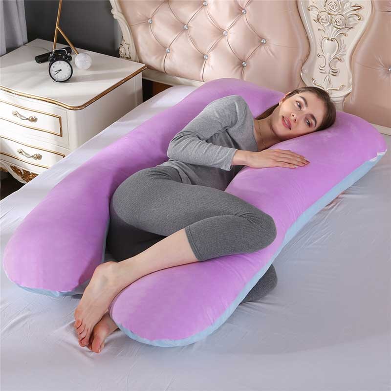 Coussin de soutien pour femmes enceintes complètes, oreiller de dos, pour maternité, pour jambes, pour femmes enceintes, coussin Abdominal détachable: purple blue