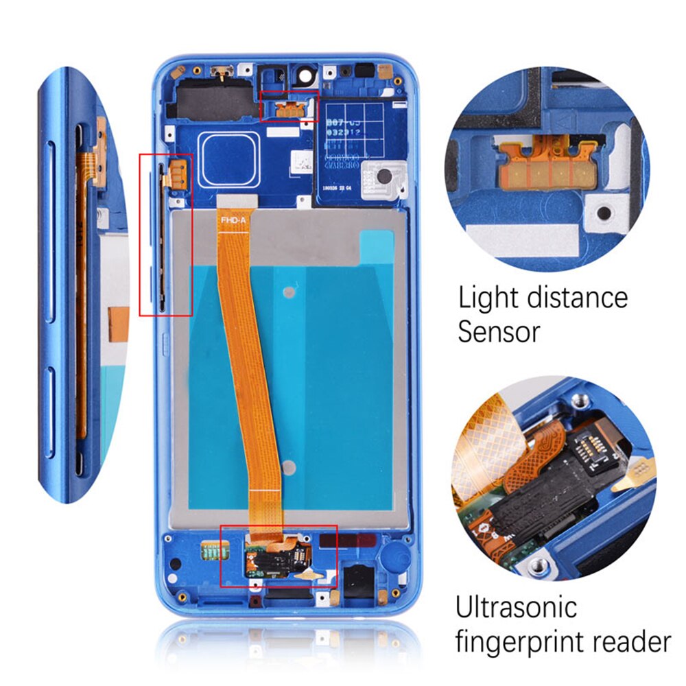LCD pour Huawei Honor 10 Lcd COL-L29 écran LCD + écran tactile assemblage empreinte digitale avec cadre