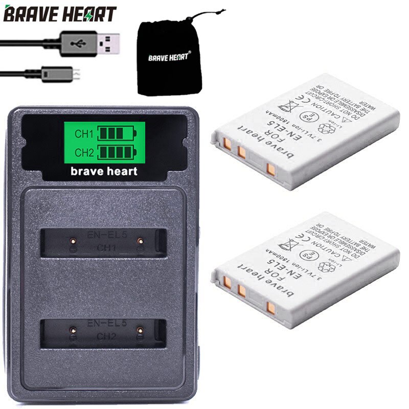 EN-EL5 ENEL5 En El5 Li-ion Rechargeable Battery pack For Nikon Camera Coolpix P80 P90 P100 P500 P510 P520 camera accessories: charger and 2battery