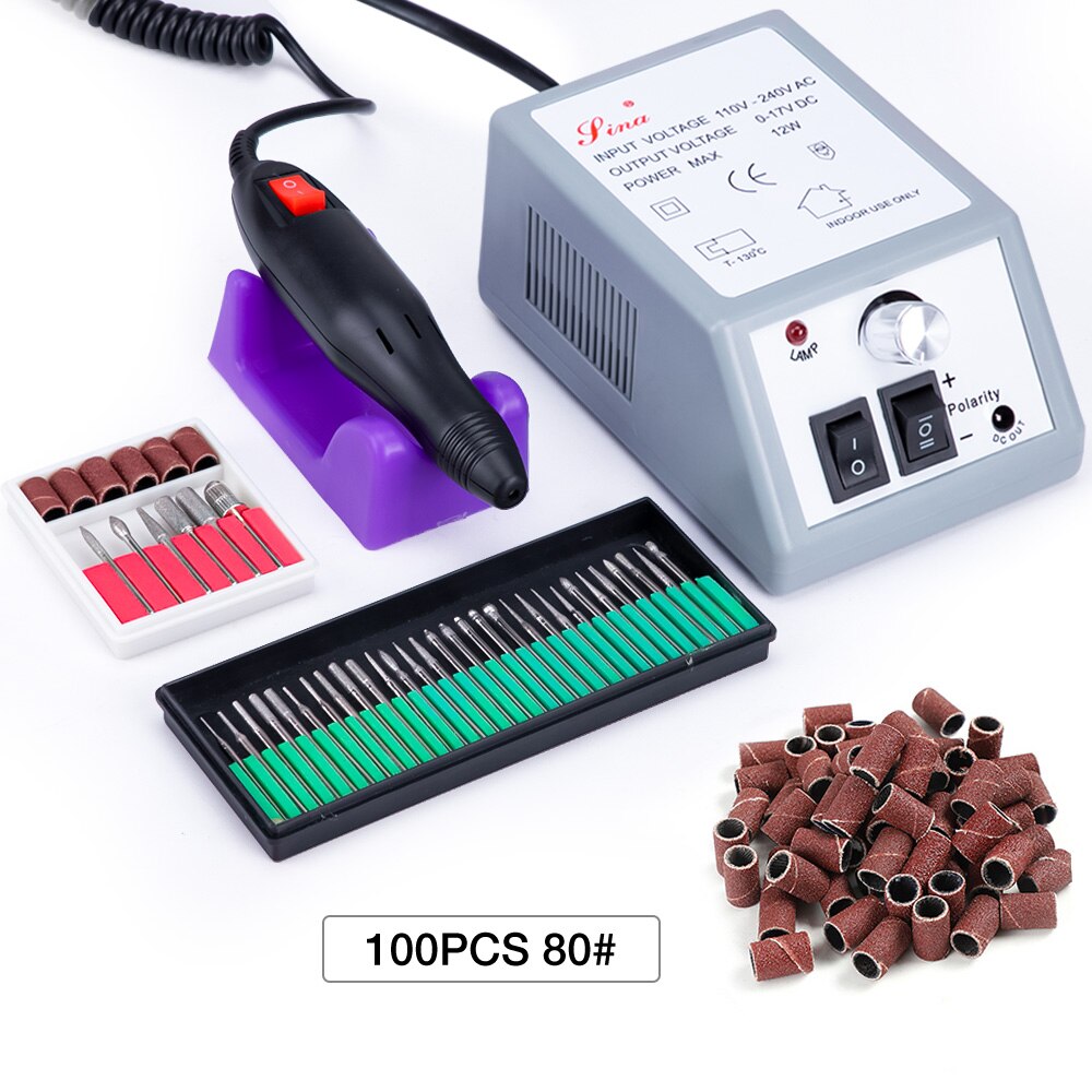 Máquina Eléctrica para manicura y pedicura, juego de herramientas, 30 brocas, 100 bandas de lijado: SET 3