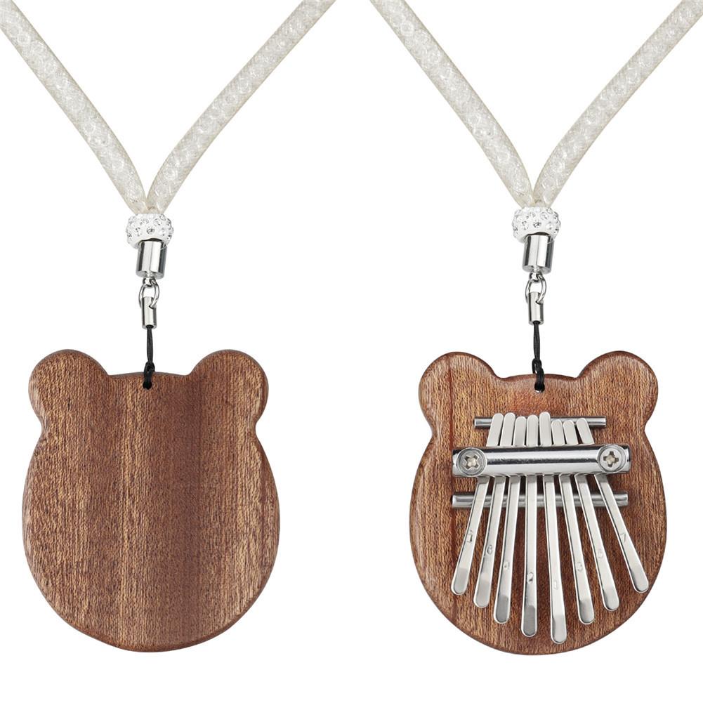 mini 8 klucz Kalimba kciuk fortepian mahoń przenośny niedźwiedź kształt drewna Kalimba z smycz Mbira Sanza klawiatura instrument muzyczny