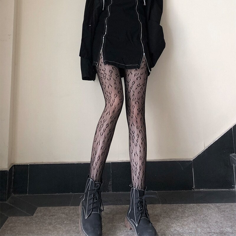 Collant gothique japonais en dentelle, bas en résille, noir, rétro, Rose, fleur, vigne, pantalon, amour, bas G, pour femmes: As Image6